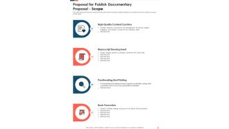 Proposal For Publish Documentary Proposal Scope One Pager Sample Example Document