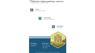 Proposal For Religious Gathering Contact Us One Pager Sample Example Document
