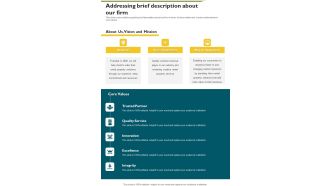 Proposal For Renting Office Building Addressing Brief Description About One Pager Sample Example Document