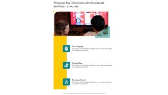 Proposal For Television Advertisement Services About Us One Pager Sample Example Document