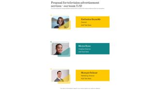Proposal For Television Advertisement Services Our Team One Pager Sample Example Document