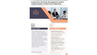 Proposal For University Management System Implementation Context And Objectives Wd One Pager Sample Example Document