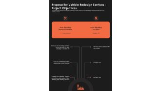 Proposal For Vehicle Redesign Services Project Objectives One Pager Sample Example Document