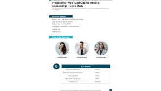 Proposal For Web Cast Capital Raising Sponsorship Case Study One Pager Sample Example Document