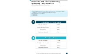 Proposal For Web Cast Capital Raising Sponsorship Why Invest In Us One Pager Sample Example Document