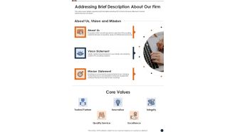 Proposal For Workforce Benefits Addressing Brief Description About Our Firm One Pager Sample Example Document