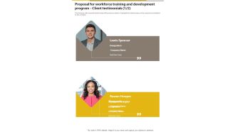 Proposal For Workforce Training And Development Program Client Testimonials One Pager Sample Example Document