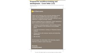 Proposal For Workforce Training And Development Program Cover Letter One Pager Sample Example Document