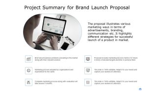 Proposal To Brand Company Professional Services Project Summary For Brand Launch Proposal Background PDF