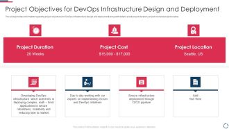 Proposal To Implement Devops Architecture In The Project Project Objectives For Devops Infrastructure Demonstration PDF
