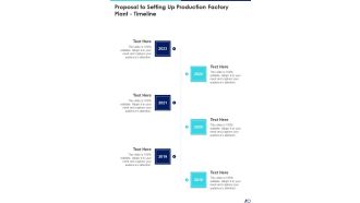 Proposal To Setting Up Production Factory Plant Timeline One Pager Sample Example Document