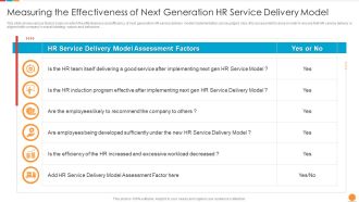 Providing HR Service To Improve Measuring The Effectiveness Of Next Generation HR Service Delivery Model Background PDF
