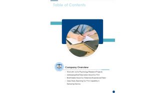Psychology Research Project Proposal Table Of Contents One Pager Sample Example Document