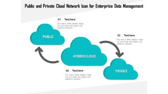 Public And Private Cloud Network Icon For Enterprise Data Management Ppt PowerPoint Presentation Portfolio Aids PDF