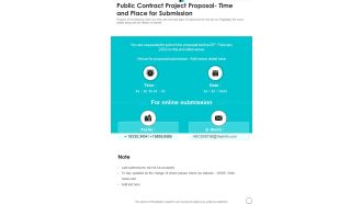 Public Contract Project Proposal Time And Place For Submission One Pager Sample Example Document