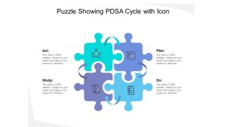 Puzzle Showing Pdsa Cycle With Icon Ppt PowerPoint Presentation Pictures Example PDF