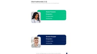 Qualitative And Quantitative Research Data Assessment Client Testimonials One Pager Sample Example Document