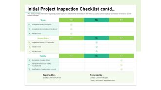 Quality Management Plan QMP Initial Project Inspection Checklist Contd Demonstration PDF