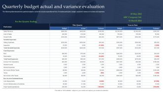 Quarterly Budget Actual And Variance Evaluation Portrait PDF