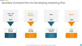 Quarterly Schedule Plan For Developing Marketing Plan Information PDF