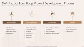 Real Estate Developers Funding Alternatives Defining Our Four Stage Project Development Process Formats PDF