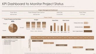 Real Estate Developers Funding Alternatives Kpi Dashboard To Monitor Project Status Structure PDF