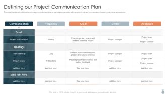 Real Estate Development Project Financing Defining Our Project Communication Plan Guidelines PDF