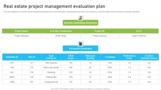 Real Estate Project Management Evaluation Plan Pictures PDF