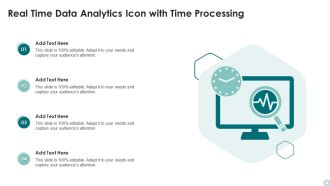 Real Time Data Analytics Icon With Time Processing Ppt Pictures Vector PDF