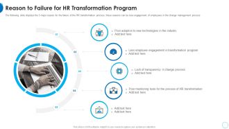 Reason To Failure For HR Transformation Program HR Change Management Tools Designs PDF