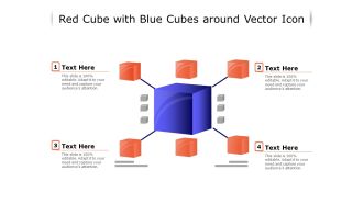Red Cube With Blue Cubes Around Vector Icon Ppt PowerPoint Presentation File Format Ideas PDF