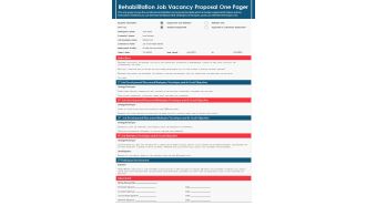 Rehabilitation Job Vacancy Proposal One Pager PDF Document PPT Template