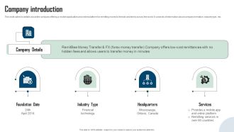 Remitbee Venture Capital Elevator Pitch Deck Company Introduction Graphics PDF