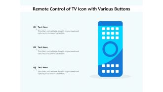 Remote Control Of TV Icon With Various Buttons Ppt PowerPoint Presentation File Example PDF