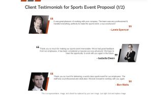Request For Sporting Client Testimonials For Sports Event Proposal Professional Ppt File Examples PDF