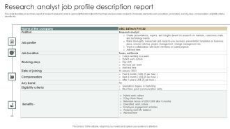Research Analyst Job Profile Description Report Graphics PDF