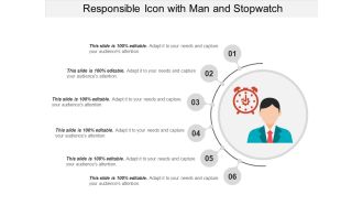Responsible Icon With Man And Stopwatch Ppt PowerPoint Presentation File Background Image PDF