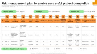 Risk Management Plan To Enable Successful Project Completion Brochure PDF