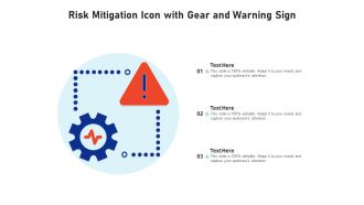 Risk Mitigation Icon With Gear And Warning Sign Ppt PowerPoint Presentation Model Graphics Pictures PDF