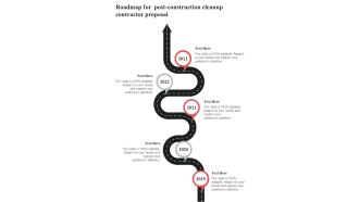 Roadmap For Post Construction Cleanup Contractor Proposal One Pager Sample Example Document