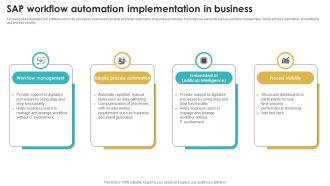 SAP Workflow Automation Implementation In Business Sample PDF