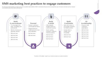 SMS Marketing Best Practices To Engage Customers Ppt Infographics Designs PDF