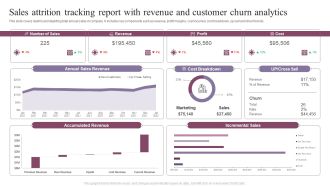 Sales Attrition Tracking Report With Revenue And Customer Churn Analytics Formats PDF