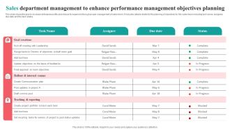 Sales Department Management To Enhance Performance Management Objectives Planning Designs PDF