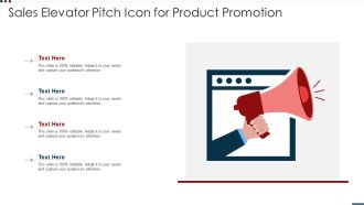 Sales Elevator Pitch Icon For Product Promotion Inspiration PDF