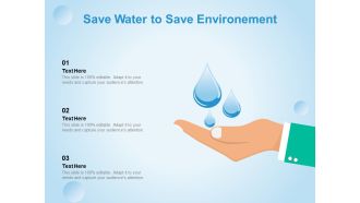 Save Water To Save Environment Ppt PowerPoint Presentation Gallery Slides PDF