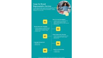 Scope For Brand Representative Services One Pager Sample Example Document