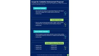 Scope For Celebrity Endorsement Proposal One Pager Sample Example Document