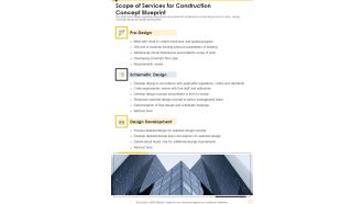 Scope Of Services For Construction Concept Blueprint One Pager Sample Example Document