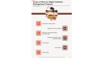 Scope Of Work For Digital Cafeteria Management Proposal One Pager Sample Example Document